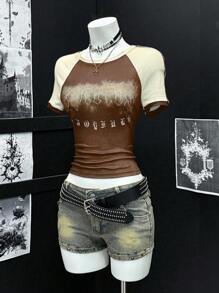 EgrlEra Subculture Street Chic 复古图案印花女式圆领 T 恤 - 彩色 - 查看 5