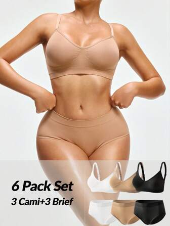 Shapelle Forme 3 st/set sömlösa enfärgade bekväma underkläder för kvinnor