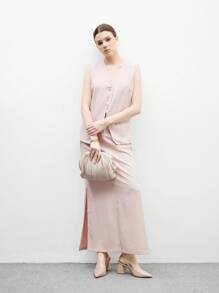 CUCCOO BIZCHIC 女士时尚杏色后带侧扣粗跟尖头穆勒鞋，适合日常通勤、约会和派对 - 粉色 - 查看 10
