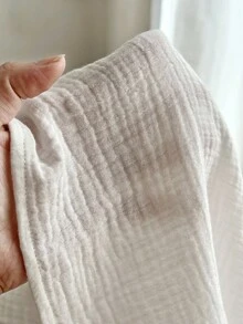 SHEIN 2 件套男婴幼儿新生儿 0-3 岁休闲绅士日常外出百搭精致纯棉双层绉布棉质衬衫上衣和裤子套装，婴儿棉质服装，白色套装