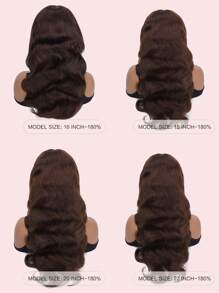 9AM Hair 巧克力棕色波浪无胶假发 真人发丝 预拔 预剪 无胶前蕾丝假发 可直接佩戴 6x5 波浪卷发 180% 密度 #4 闭合假发 漂白结 女士 - S4 - 查看 8