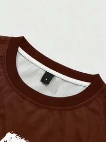 PAVTROS Camiseta de manga corta de cuello redondo con estampado de letra y ojo, casual de verano para hombres - Multicolor - Ver 5