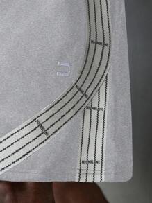 NEON BLANC Men's Street Fashion Knitted Long Sleeve Ribbon Embroidered Crew Neck T-Shirt, Suitable For Summer - Grey - View 7