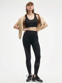 Gameset SHEIN Sport Damen Gerippter Alltags Fitness Sport-BH - Schwarz - Übersicht 2