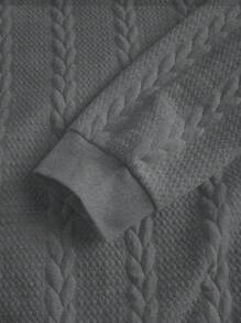 Manfinity Homme Men's Solid Color Stand Collar Long Sleeve Herringbone Casual Pullover Sweatshirt , Fall