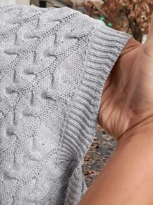 Reflora Sweter damski w dużym rozmiarze z warkoczowym wzorem, dekoltem w serek, rękawami typu latarnia, sweter w dużym rozmiarze, sweter w dużym rozmiarze, szary, dekolt w serek, długie rękawy, rękawy typu latarnia, wygodny i miękki w talii, wzór liści lotosu, codzienny, swobodny sweter, jesień, zima, jesień, zima, wieczorne wyjście, wyjście, styl vintage, damski, odpowiedni na wiele okazji, Halloween, Boże Narodzenie