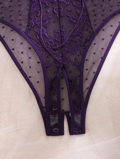 1pc Kanten Mesh Splicing Verleidelijke Bodysuit, Lingerie Intimate Erotic Going Out view 4
