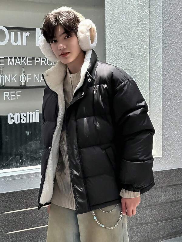 Dazy Kids Teen Boy Solid Color Zip-Up Casual Winter Jacket