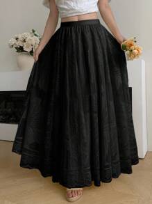 Modelyn 时尚新款蕾丝浅黄色女裙 - 黑色 - 查看 6