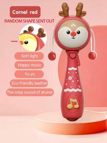 Zazumi 1PC 7.48*2.48in Baby Toy, Baby Music Swing Toy 18 Months Old, Baby Wave Drum Toy, Baby Bite Ring Toy With Music And Light, Toddler Learning Toy With Music And Light, Newborn Toy Baby Boy Girl Gift (Without Battery) - Multicolor - View 9