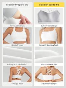 GLOWMODE Double-Cross Strap Sports Bra Adjustable Scoop Neck One Piece Padding Light Support Low Impact Yoga Studio Gym Daily - White - View 9