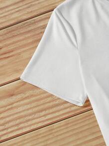 EMERY ROSE Áo thun tay ngắn cổ tròn họa tiết hoa, cây và bướm đơn giản, giản dị dành cho nữ - trắng - Xem 4