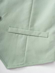 SHEIN 2pcs Set Tween Boys' Korean Slim Fit Formal Wedding Banquet Piano Recital Emcee Vest Outfit. Loose Casual Asymmetrical Vest + Straight Casual Pants