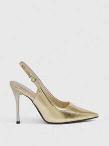 CUCCOO SZL 女士尖头可调节带扣时尚高跟露背浅口鞋