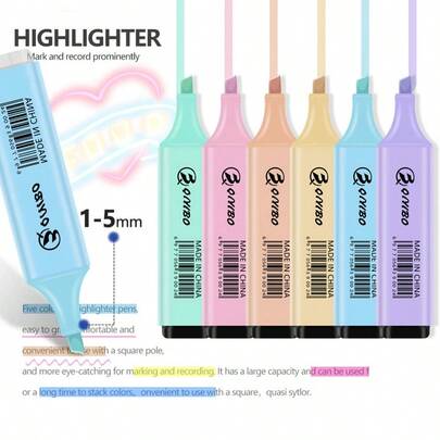 4/6Pcs Fluorescent Highlighter & Marker Pens, Pastel Macaron Colored For Drawing, Marking, Note-Taking Back To School,Macaron-Colored Highlighters Set, High Appearance Level, Students Focus On Marking Diy Handbooks, Drawing And Doodling Markers.
