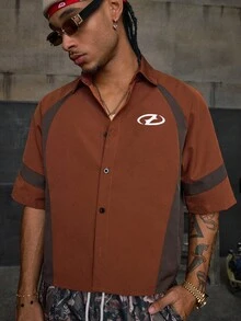 AXEPEAK Camisa casual de manga corta holgada y tejida para hombre, otoño - Multicolor - Ver 5