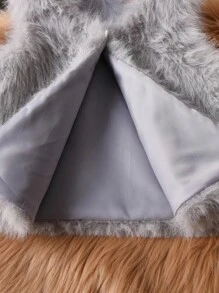 Elladie kids Young Girl Solid Color Fuzzy Sleeveless Coat, Autumn/Winter Young Girls Furry Vest Fall - Grey - View 8