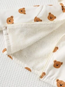 Cozy Pixies 男婴卡通熊图案连帽羊毛加厚外套