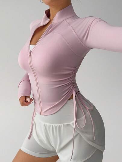 DAZY 女式高领收腰纯色户外运动夹克