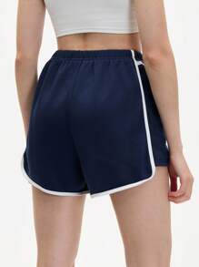 Eassivo Eassivo Women's Contrast Color Trim Sports Skirt & Skort,Women Athletic Shorts, Sporty Shorts, Women Gym Shorts, Women Athletic Shorts - Navy Blue - View 3