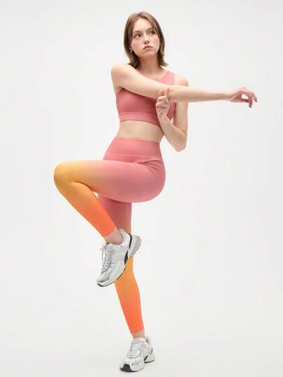 Gameset SHEIN Sport 2件套女士休闲户外无袖上衣和紧身裤运动套装