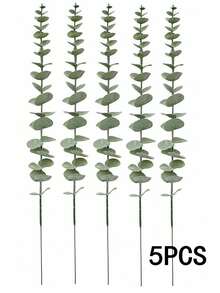 SHEIN 5/10/30/50 sztuk łodyg eukaliptusa, sztuczne rośliny, sztuczne gałązki eukaliptusa, sztuczne łodygi eukaliptusa, bukiety ślubne, kompozycje kwiatowe do domu, jesienne dekoracje wiejskie, walentynki, prezenty na Dzień Matki, prezenty z okazji ukończenia szkoły