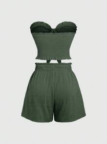 Sweetra 2 pièces/Set Top court tubulaire de couleur unie et shorts ajustés