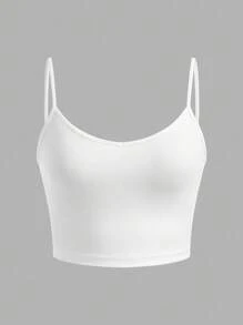 SHEIN EZwear Bộ 3 áo hai dây bó sát màu đen, tím, trắng dành cho nữ, thích hợp mặc vào mùa hè - Nhiều màu - Xem 4