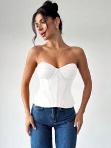 Firerie Women's Summer Solid Color Elegant Tube Top White White - White - View 6