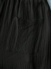Comfortcana Celana Longgar Chiffon Warna Polos untuk Liburan Kasual Musim Panas - Hitam - View 5