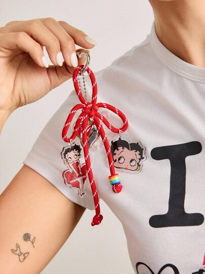 Betty Boop | ROMWE Porte-clés acrylique mignon avec figure de dessin animé graphique rouge