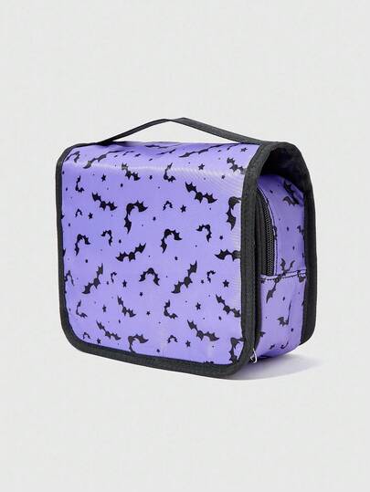 Grunge Punk Purple Bat Shaped Fashionable Portable Cosmetic Organizer Makeup Bag