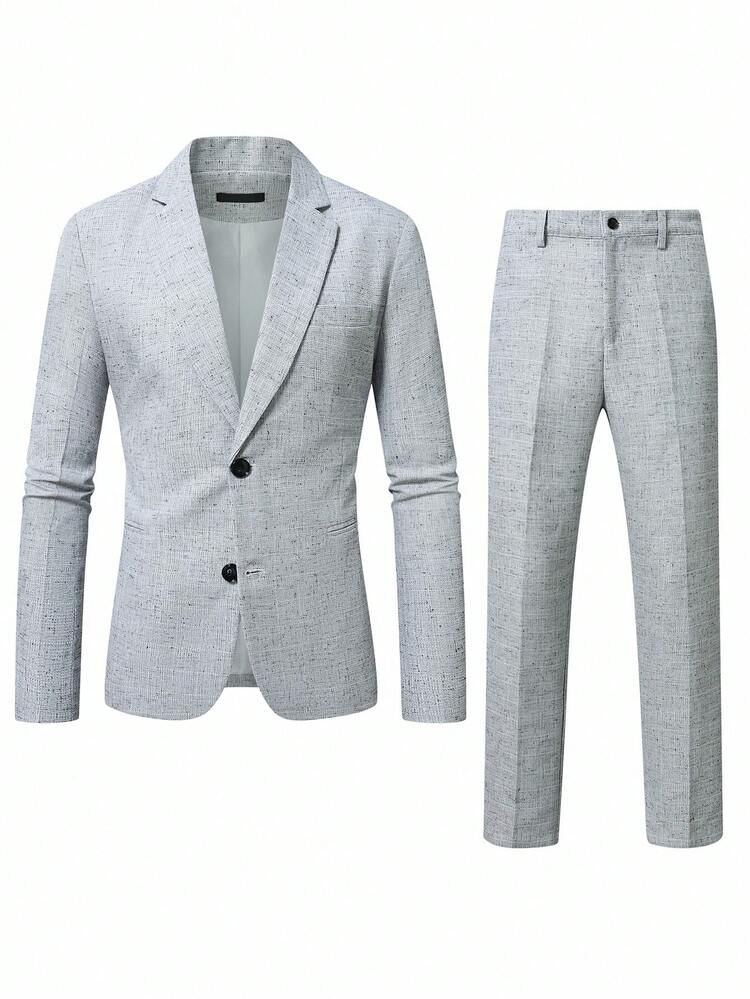 Manfinity Mode Bộ vest nam lịch lãm, cài khuy đơn ve xéo - Màu Xám nhạt - Xem 5