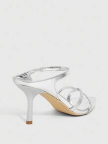 CUCCOO SZL Giày cao gót mũi nhọn đính kim loại bạc và đá Rhinestone gợi cảm cho nữ - Bạc - Xem 10