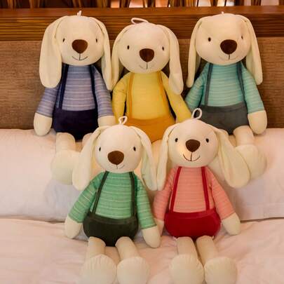 POKOJA LAND Adorable Bunny Plush Pet Chew Toys For All Breeds - Durable, Cartoon Pattern, Soft Material