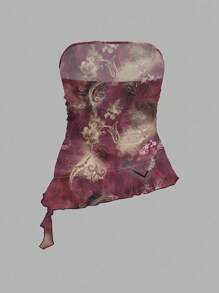 SHEIN EZwear 女士休闲花卉印花吊带背心 - 白色 - 查看 2