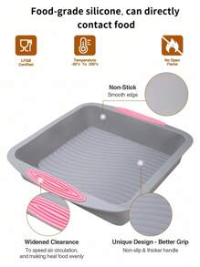 SHEIN Basic living 1PC  Silicone Nonstick Baking Square Pan, Heat Resistant Cake Mold, DIY Baking Tool - Grey - View 5