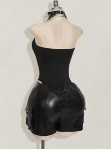 SHEIN ICON 女式骷髅印花吊带背心紧身衣 - 黑色 - 查看 7