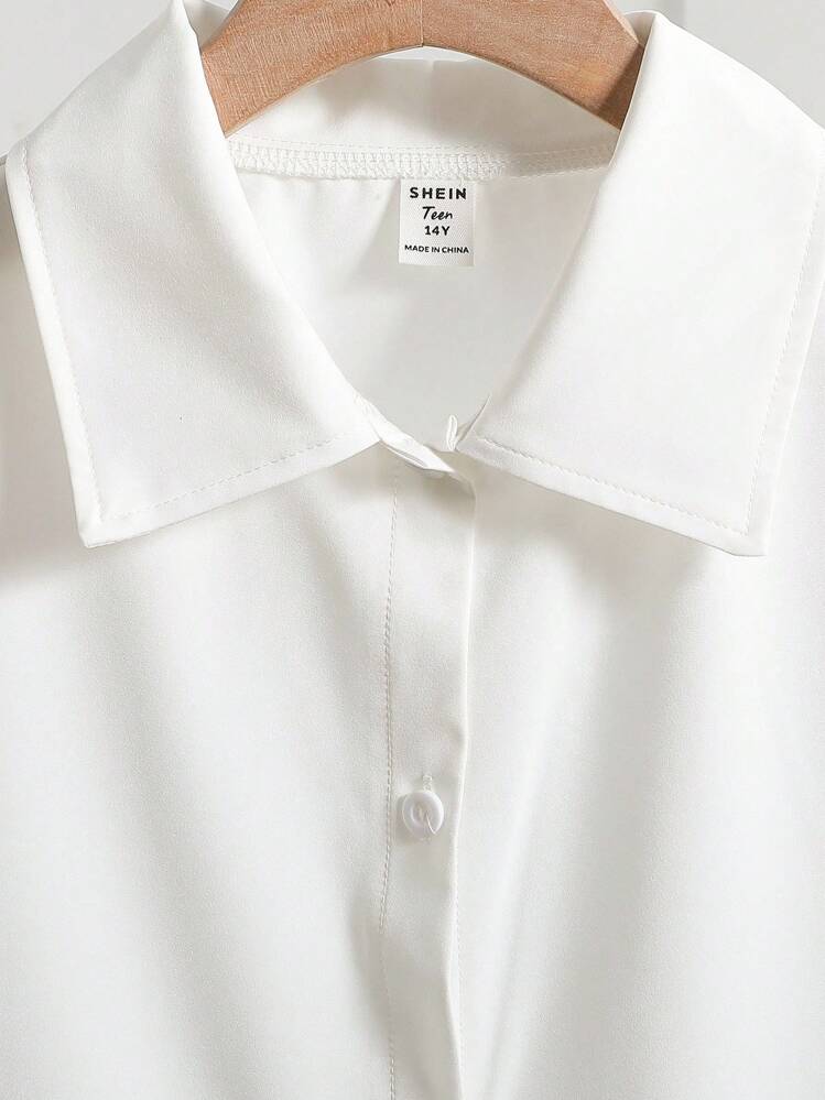 Sparklyn Peter Pan Collar Long Sleeve Loose White Blouse, Sweet Versatile Preppy Style Unique French Frill Trim Top, Suitable For Spring/Autumn, Back To School Clothes Fall Winter - White - View 4