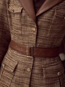 PREMIUM BELTED BUTTON UP JACKET - Khaki - View 4