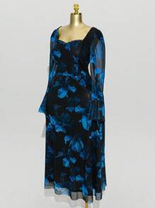 Modelyn Elegantes figurbetontes Partykleid mit langen Ärmeln für Damen in Große Größen