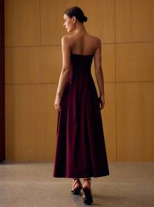 MOTF PREMIUM FLOWY MID-LENGTH DRESS - Burgundy - View 3