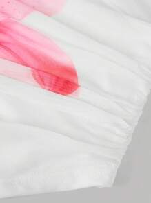 Girlism 青少年女孩修身网眼花卉 T 恤，派对、休闲、毕业、返校、度假、节日、午餐， - 白色 - 查看 4