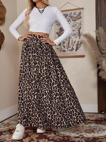 LanaWest 女士时尚豹纹长裙，适合春夏季度假海滩 - 彩色 - 查看 5