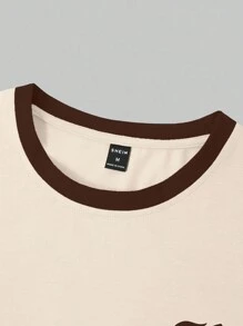 Claim Dot 男士休闲撞色字母印花短袖 T 恤 - 彩色 - 查看 4