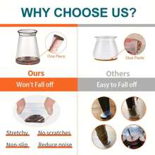 4/8/16/24 件圆形椅腿地板保护垫、硬木地板家具垫、椅腿家具滑块、椅子矩形地板保护垫、硅胶椅腿盖，有效保护地板和桌腿 - Transparent brown - 查看 2