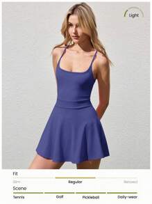 CourtClass 女士休闲纯色无袖优雅连衣裙 - 紫丁香色 - 查看 4