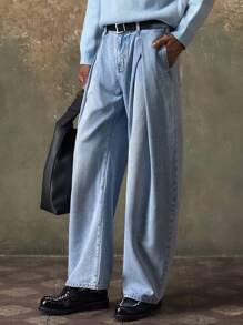 AKNOTIC Men's Woven Casual Loose Straight Leg Pants, Fashionable Daily Wear