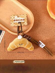 Lindo set de encantos de peluche en forma de pan y llavero de rosquilla con correa - Regalo de juguete de peluche de comida kawaii para decorar bolsos, mochilas y carteras