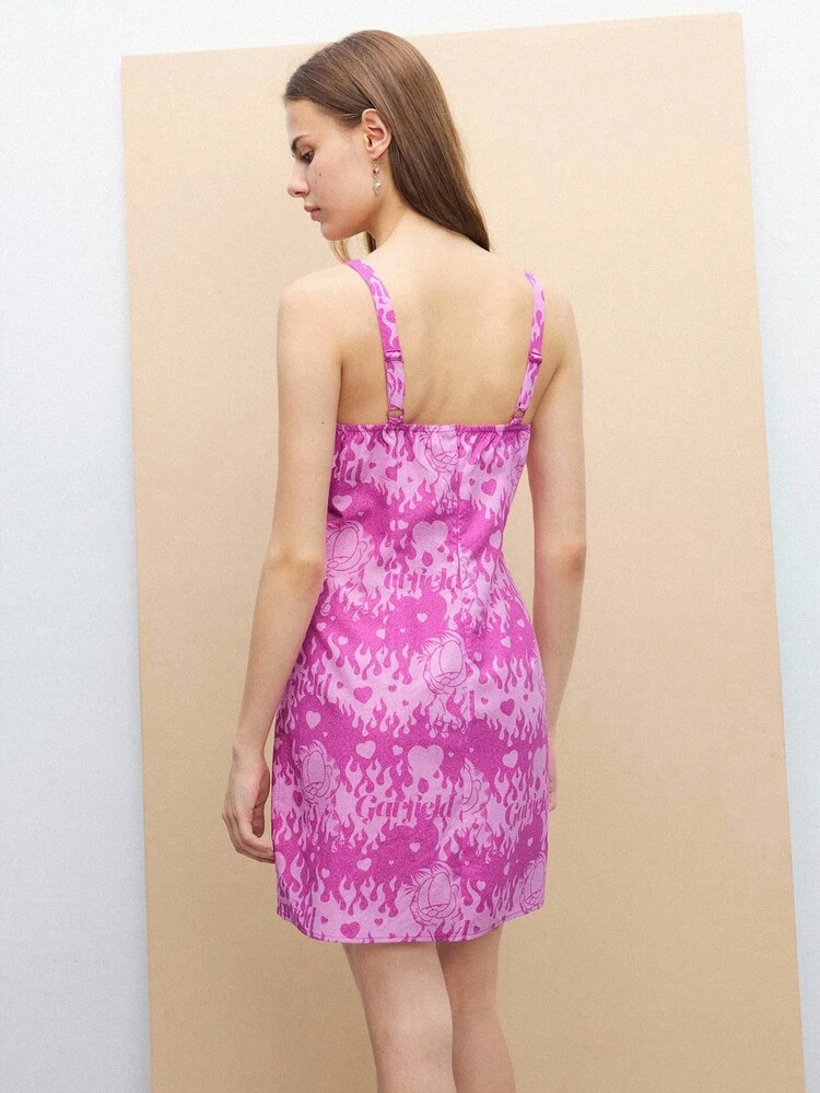 SHEIN Maija Women's All-Over Print Ruched Bust Cami Dress